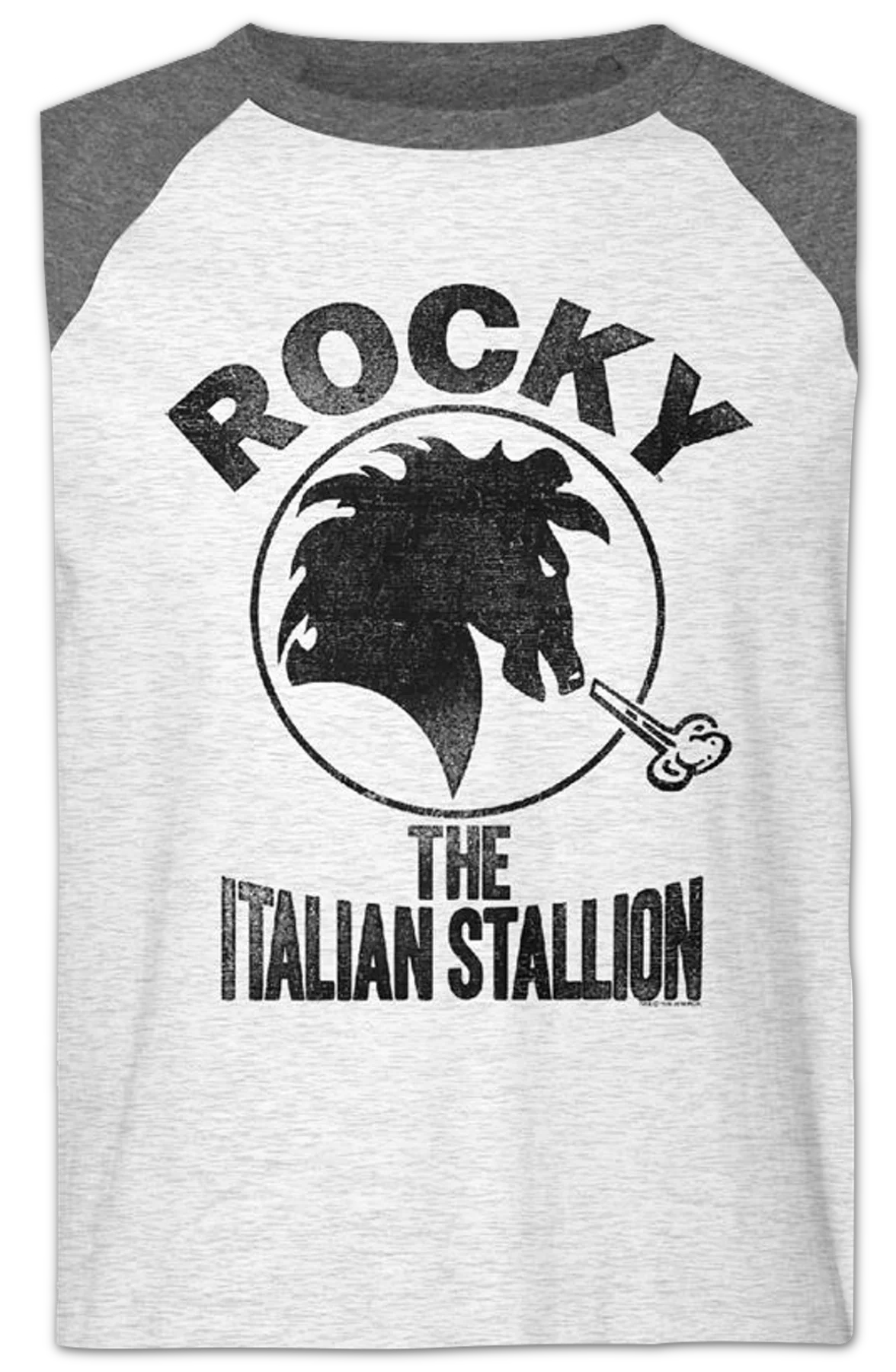 Distressed Italian Stallion Logo Rocky Raglan Baseball Shirt - Image 2
