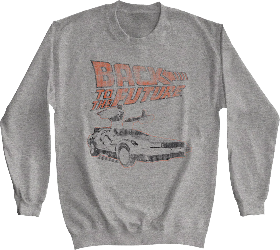 Distressed Logo And DeLorean Back To The Future Sweatshirt