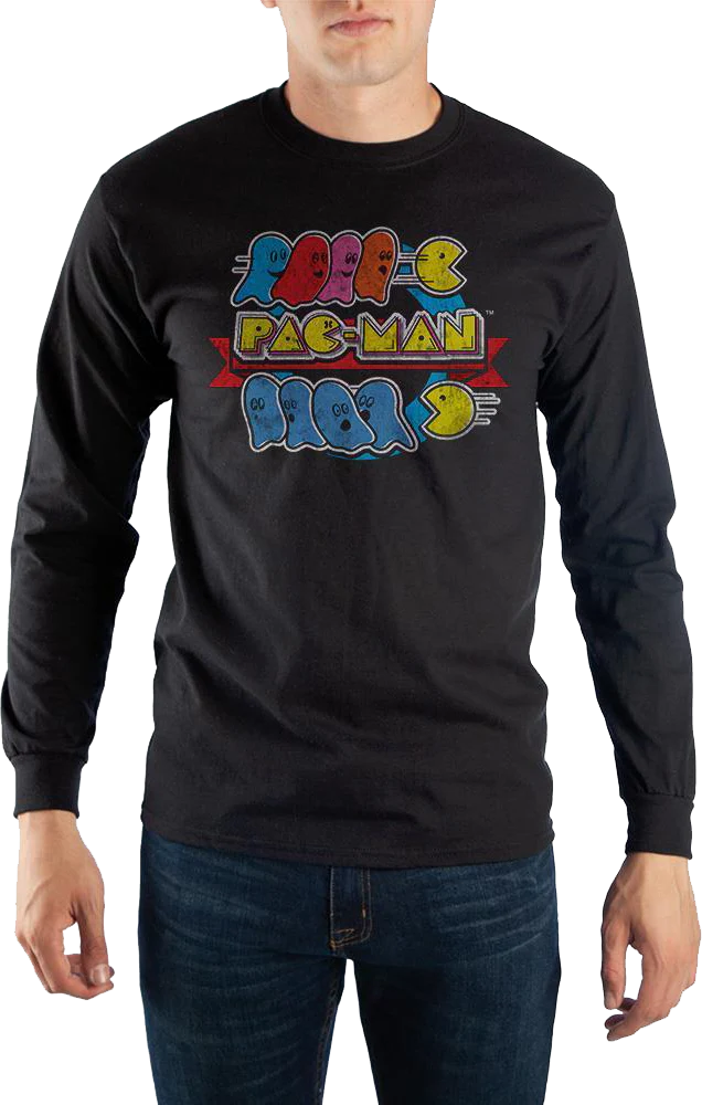 Distressed Pac-Man Long Sleeve Shirt