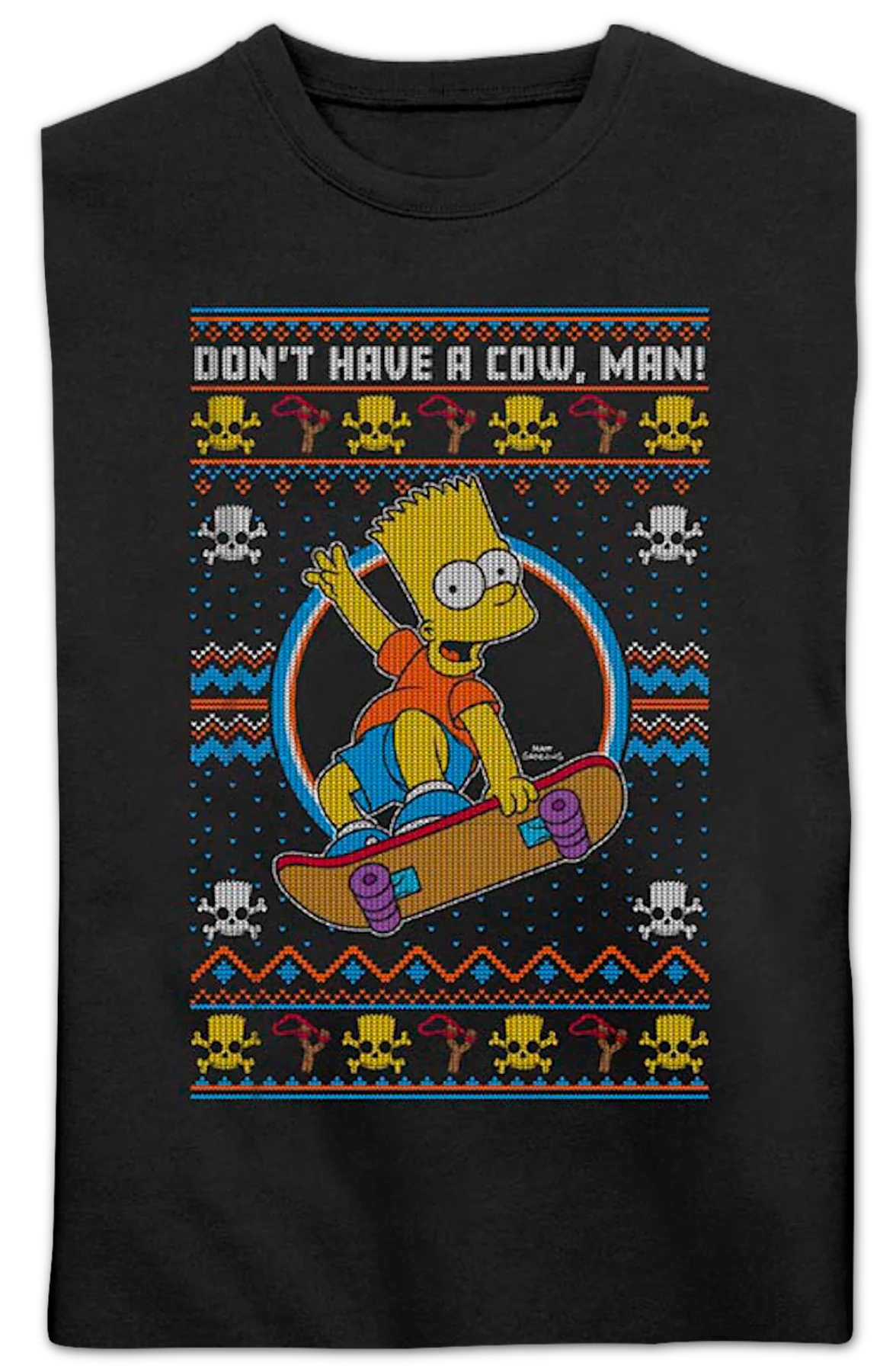 Don't Have A Cow Faux Ugly Christmas Sweater Simpsons Sweatshirt - Image 2