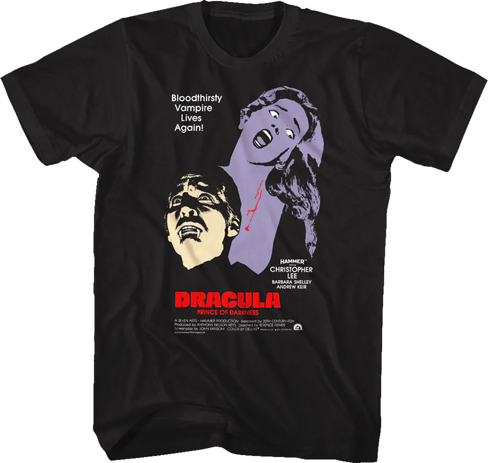 Dracula Prince Of Darkness Graphic Poster Hammer Films T-Shirt