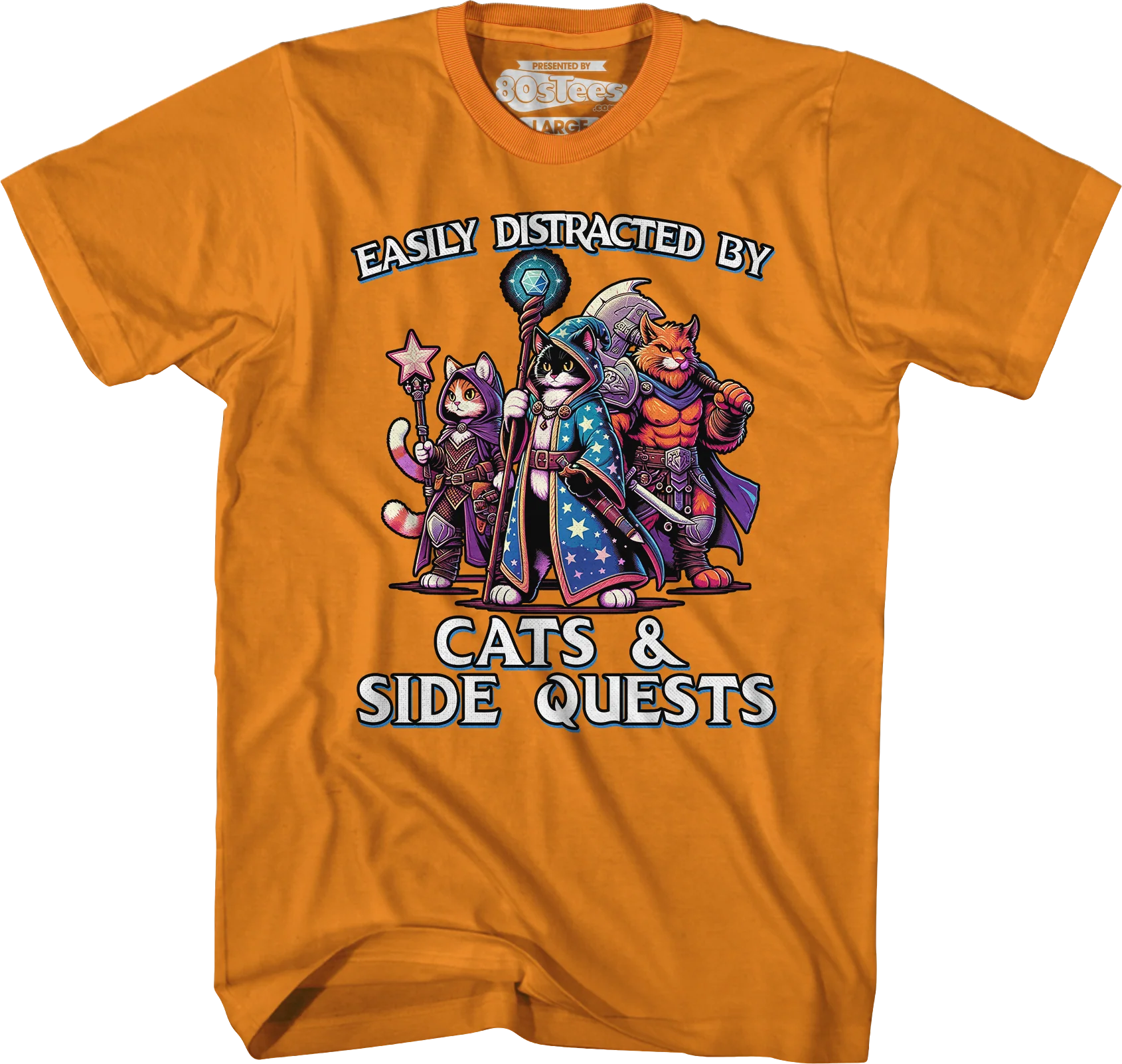 Easily Distracted By Cats & Side Quests T-Shirt - Image 5