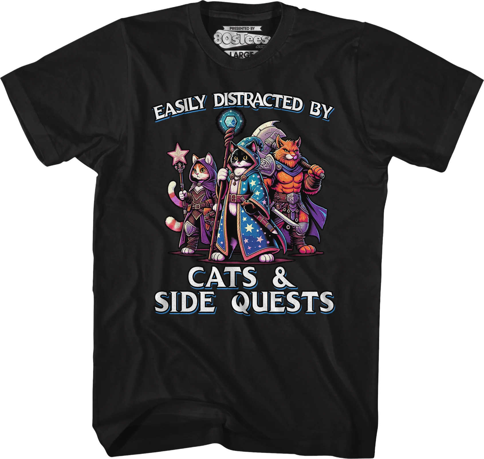 Easily Distracted By Cats & Side Quests T-Shirt - Image 7