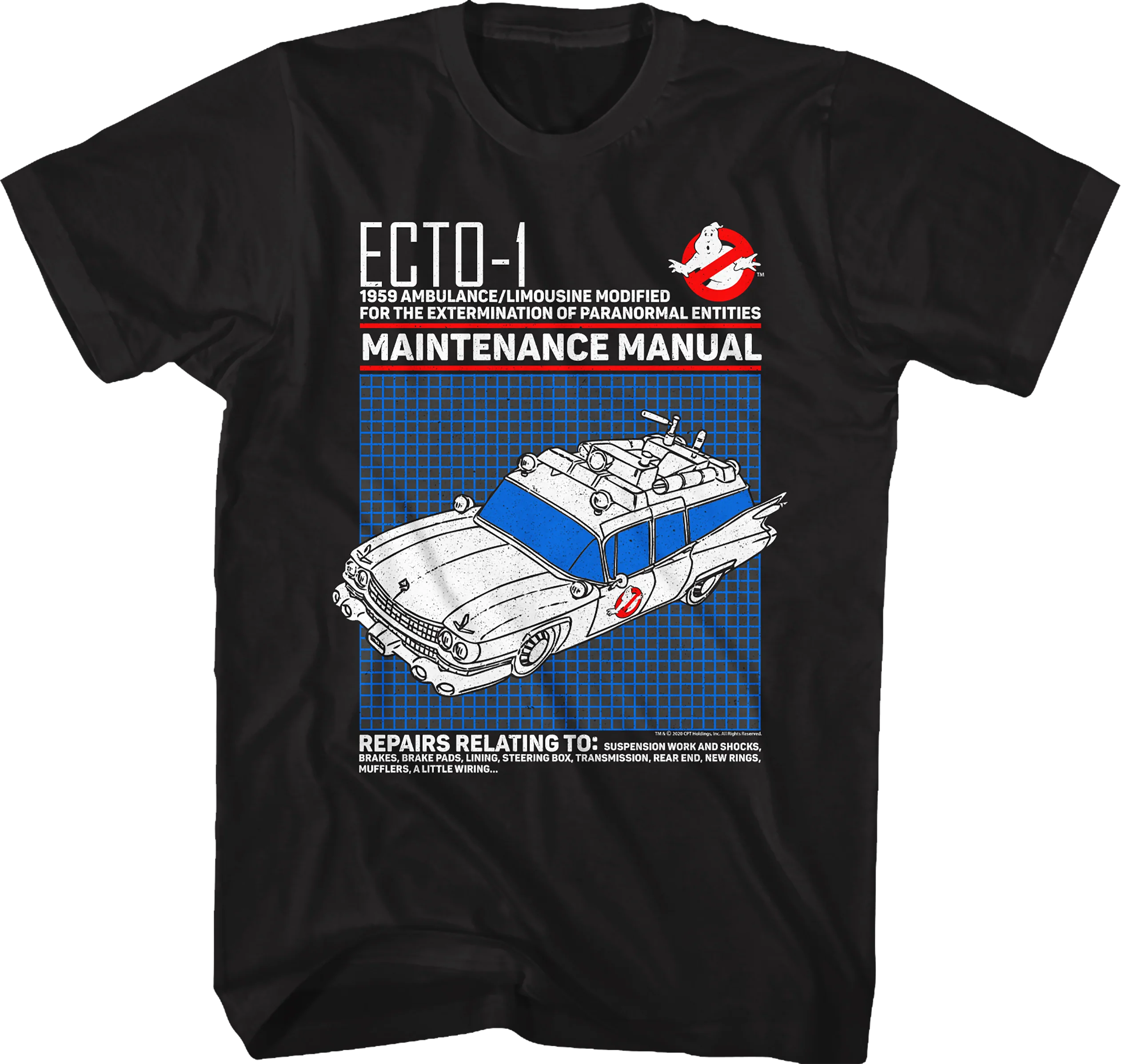 Ecto-1 Maintenance Manual Real Ghostbusters T-Shirt