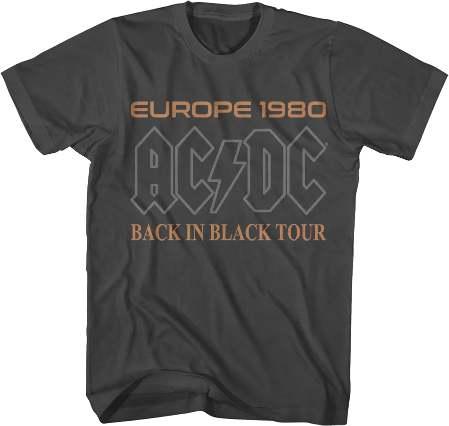 Europe 1980 Back In Black Tour ACDC T-Shirt