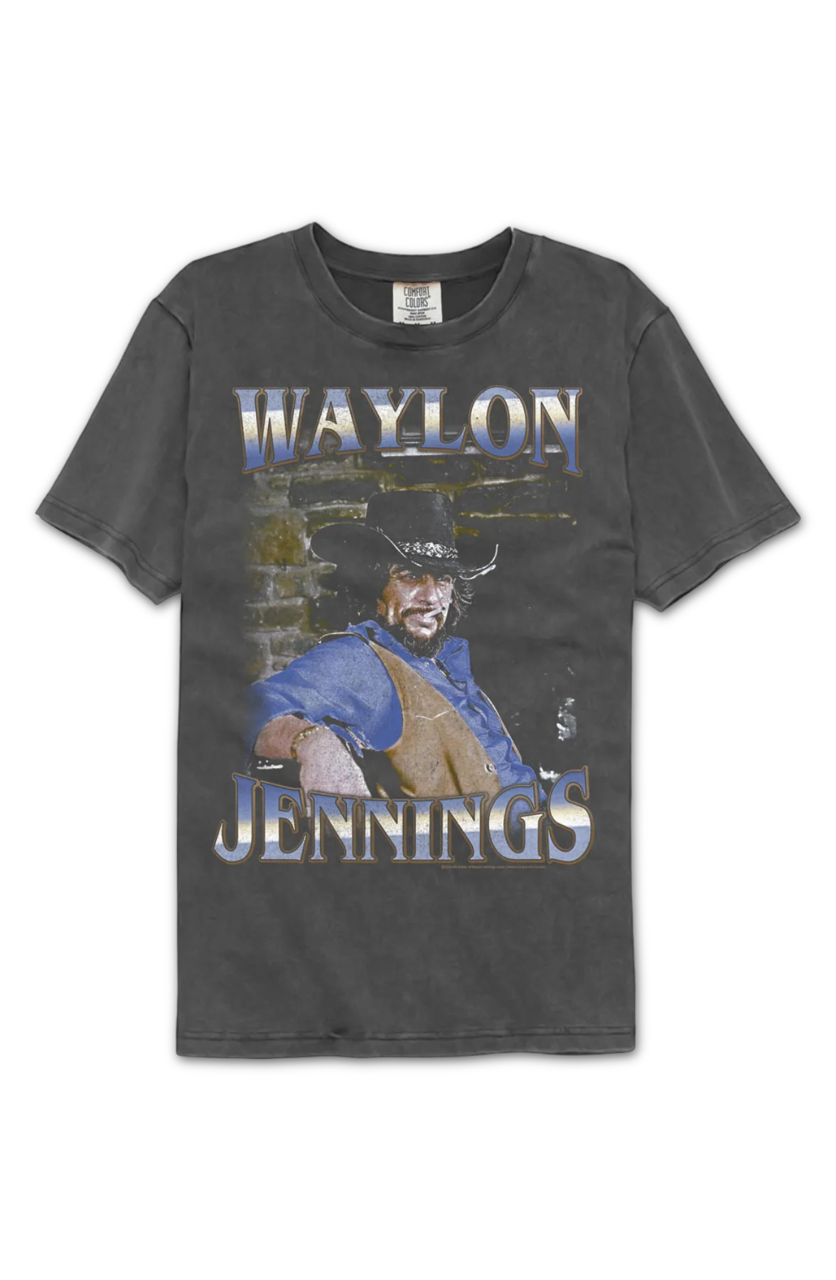 Faded Bricks Waylon Jennings Comfort Colors Brand T-Shirt - Image 2
