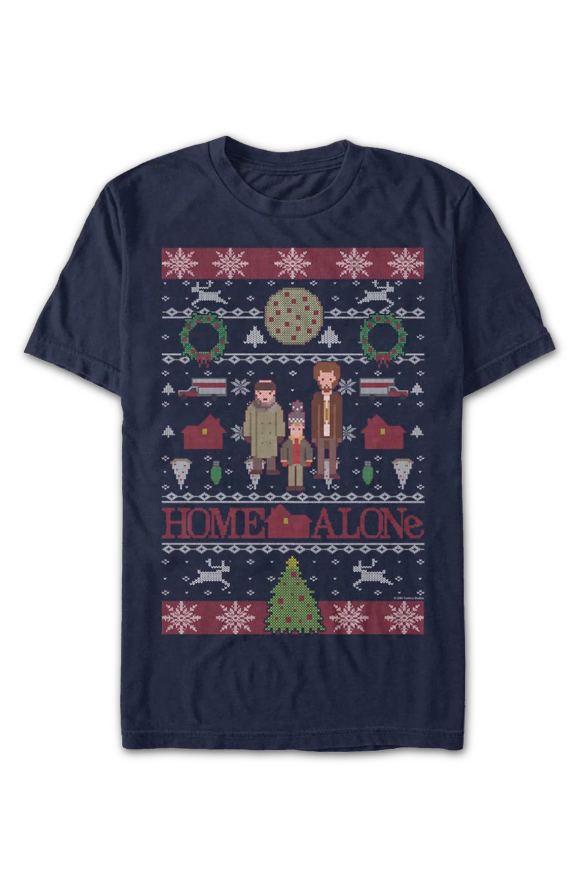Faux Ugly Christmas Sweater Home Alone T-Shirt - Image 2