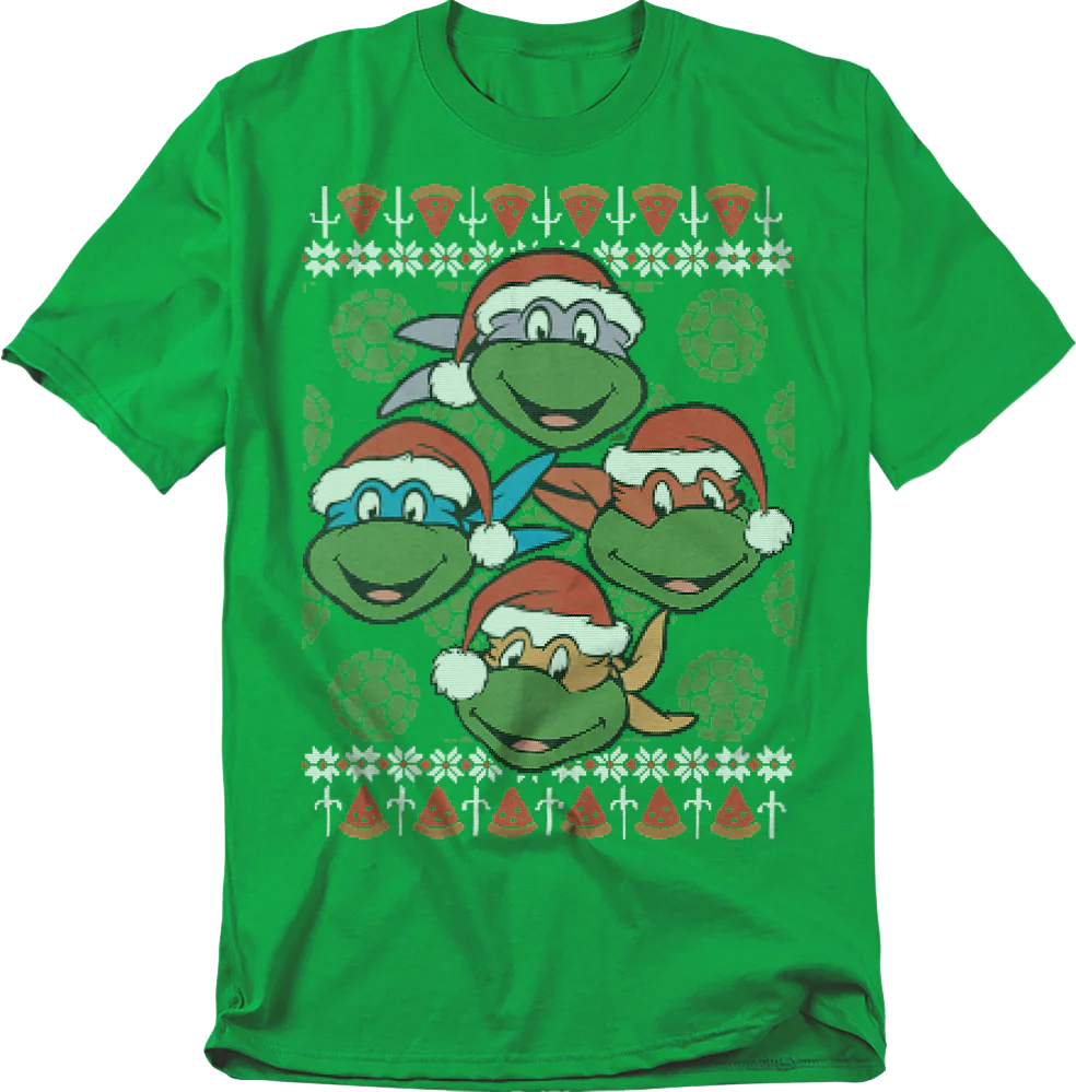 Faux Ugly Christmas Sweater Teenage Mutant Ninja Turtles T-Shirt