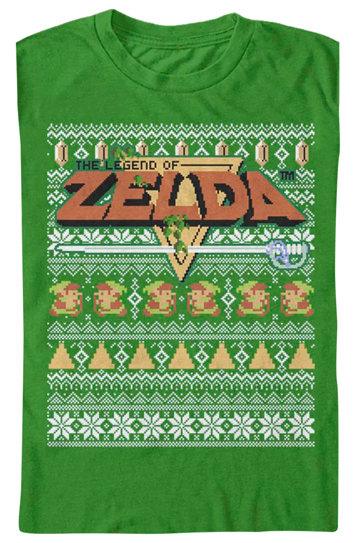 Faux Ugly Knit Legend of Zelda Nintendo Christmas T-Shirt - Image 2
