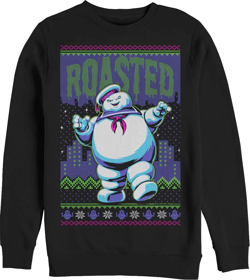 Faux Ugly Stay Puft Marshmallow Man Ghostbusters Christmas Sweatshirt