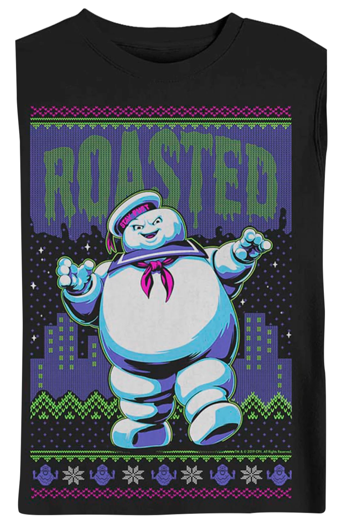 Faux Ugly Stay Puft Marshmallow Man Ghostbusters Christmas Sweatshirt - Image 2