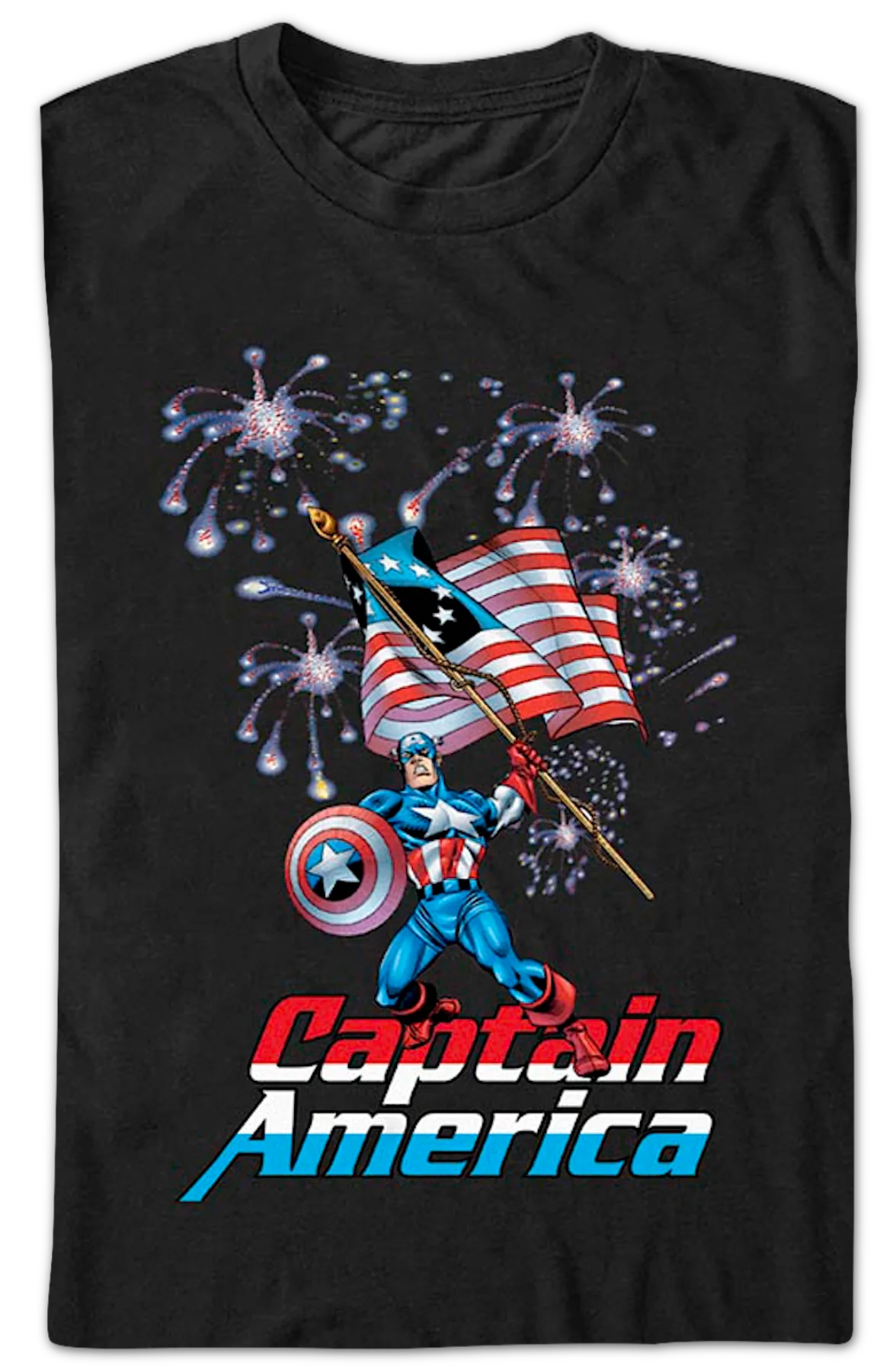 Fireworks Captain America Marvel Comics T-Shirt - Image 2