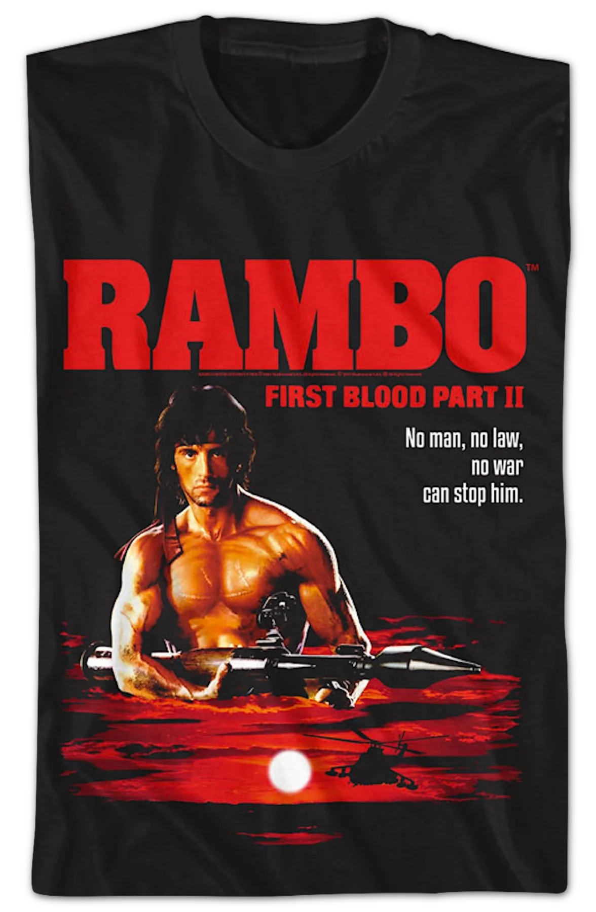 First Blood Part II Tagline Poster Rambo T-Shirt - Image 2