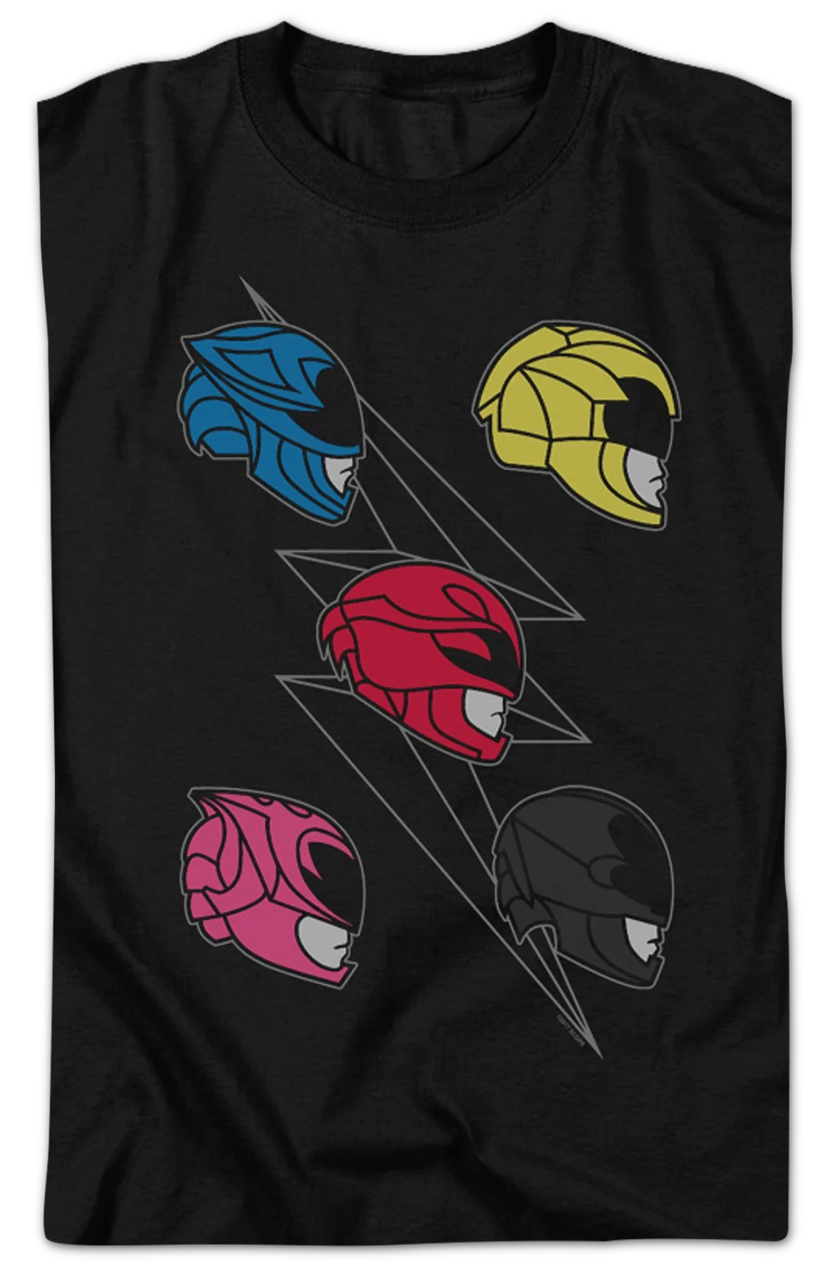 Five Helmets Mighty Morphin Power Rangers T-Shirt - Image 2