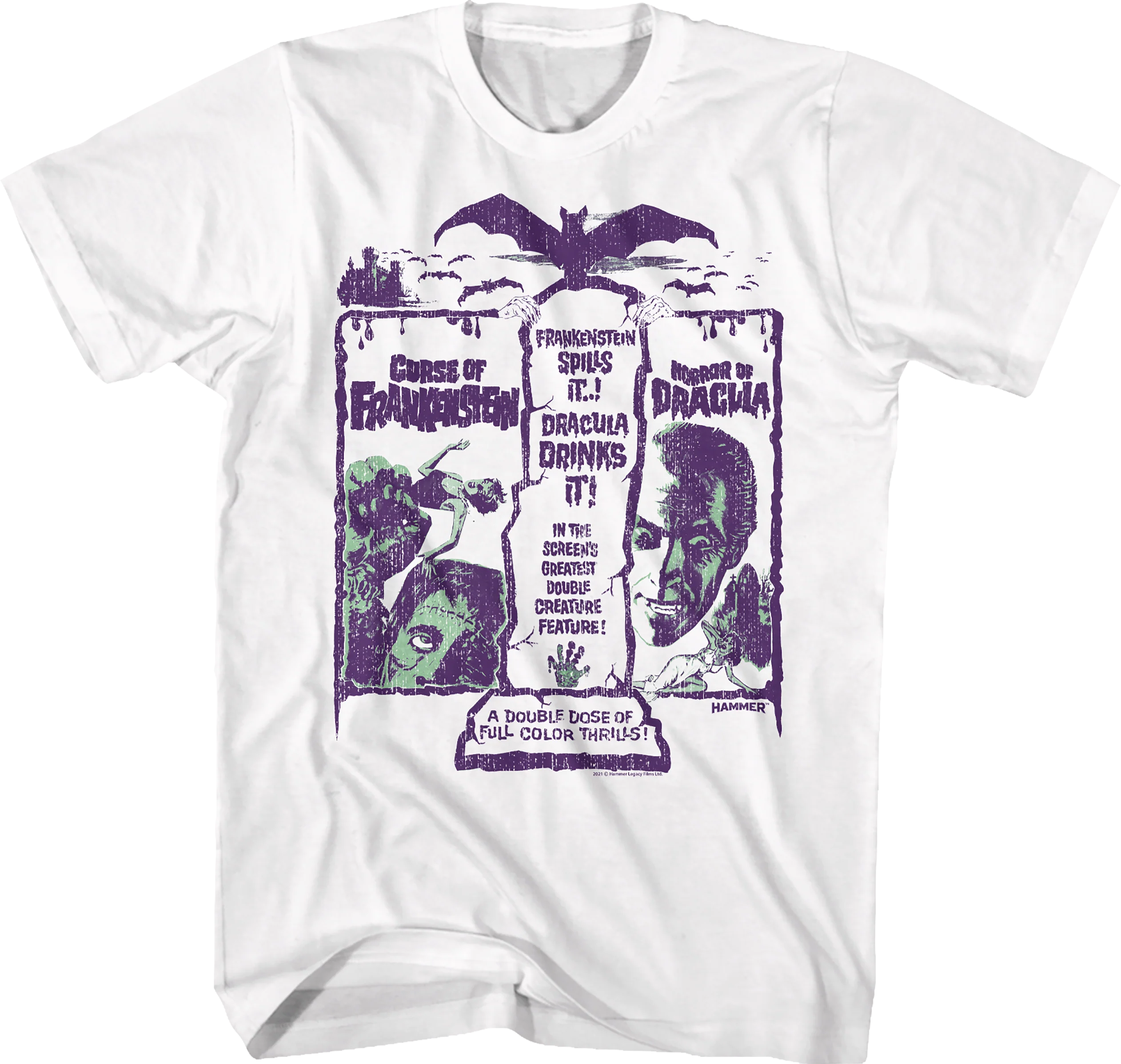 Frankenstein And Dracula Double Feature Hammer Films T-Shirt