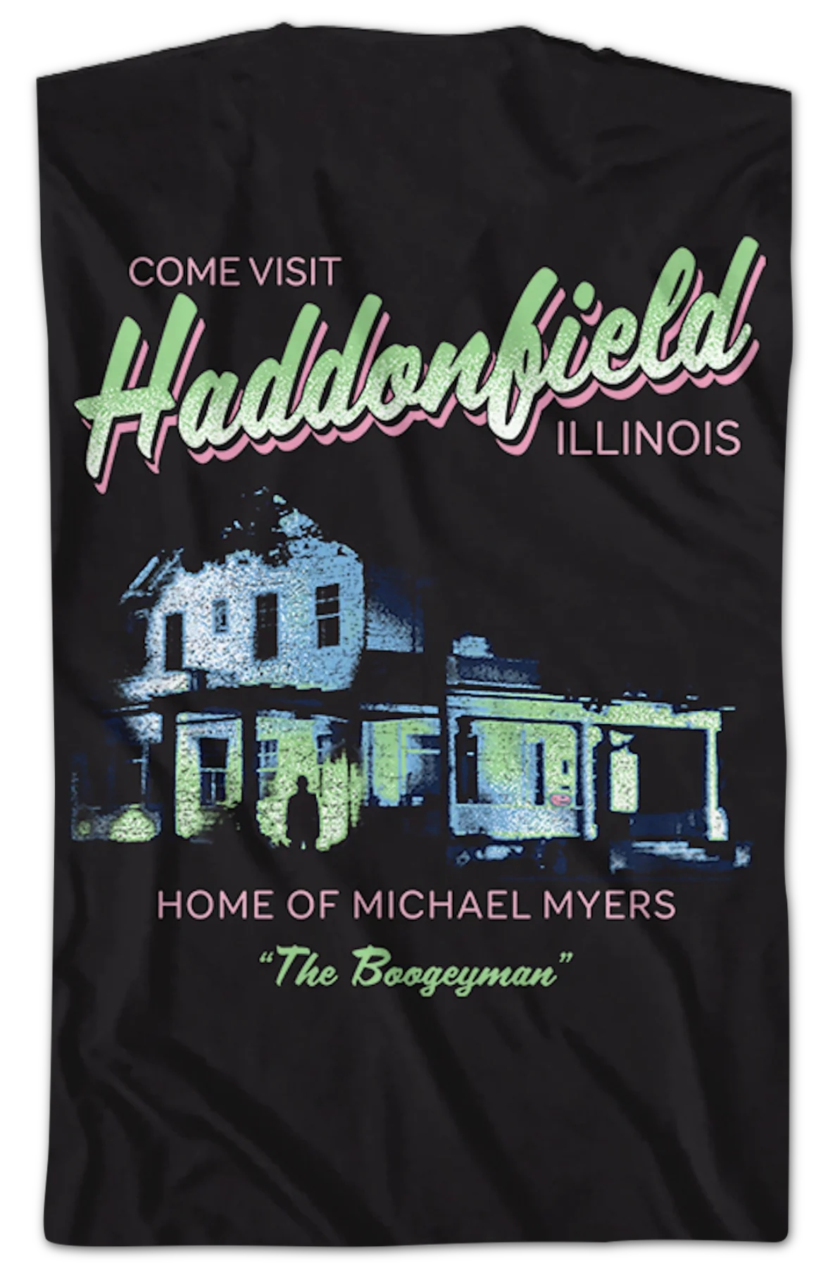 Front & Back Come Visit Haddonfield Halloween T-Shirt - Image 2