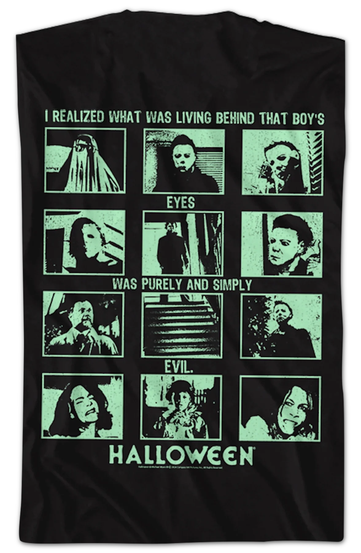 Front & Back Evil Collage Halloween T-Shirt - Image 2