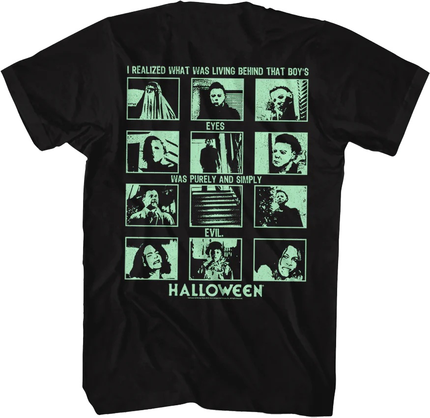 Front & Back Evil Collage Halloween T-Shirt - Image 3