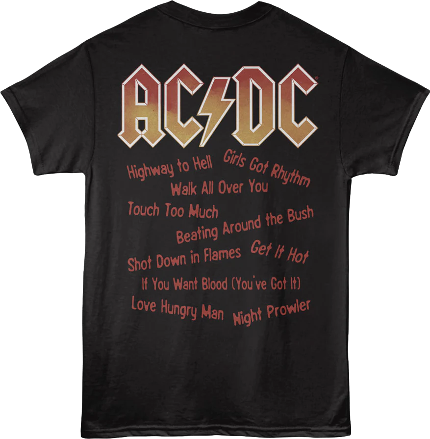 Front & Back Highway To Hell Track List ACDC T-Shirt - Image 3