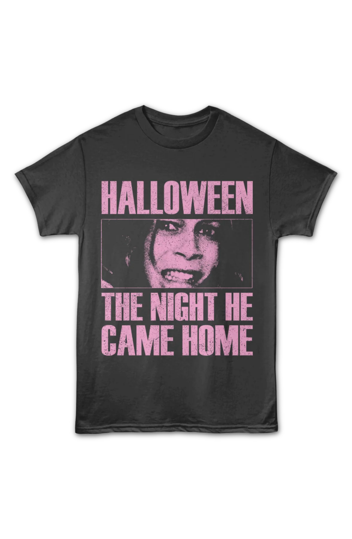 Front & Back Laurie Strode Scared Face Halloween T-Shirt - Image 2