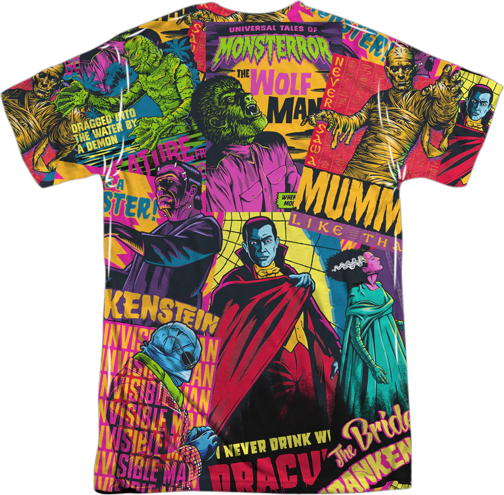 Front & Back Sublimation Universal Monster Mash T-Shirt - Image 3