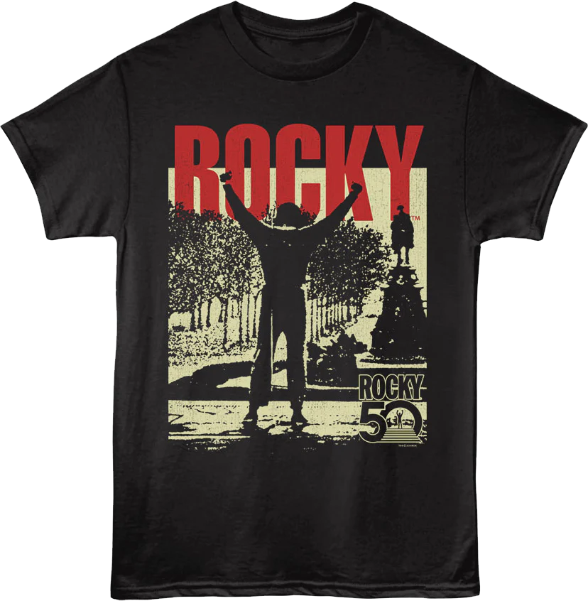 Front & Back Win Rocky Win 50th Anniversary Rocky T-Shirt