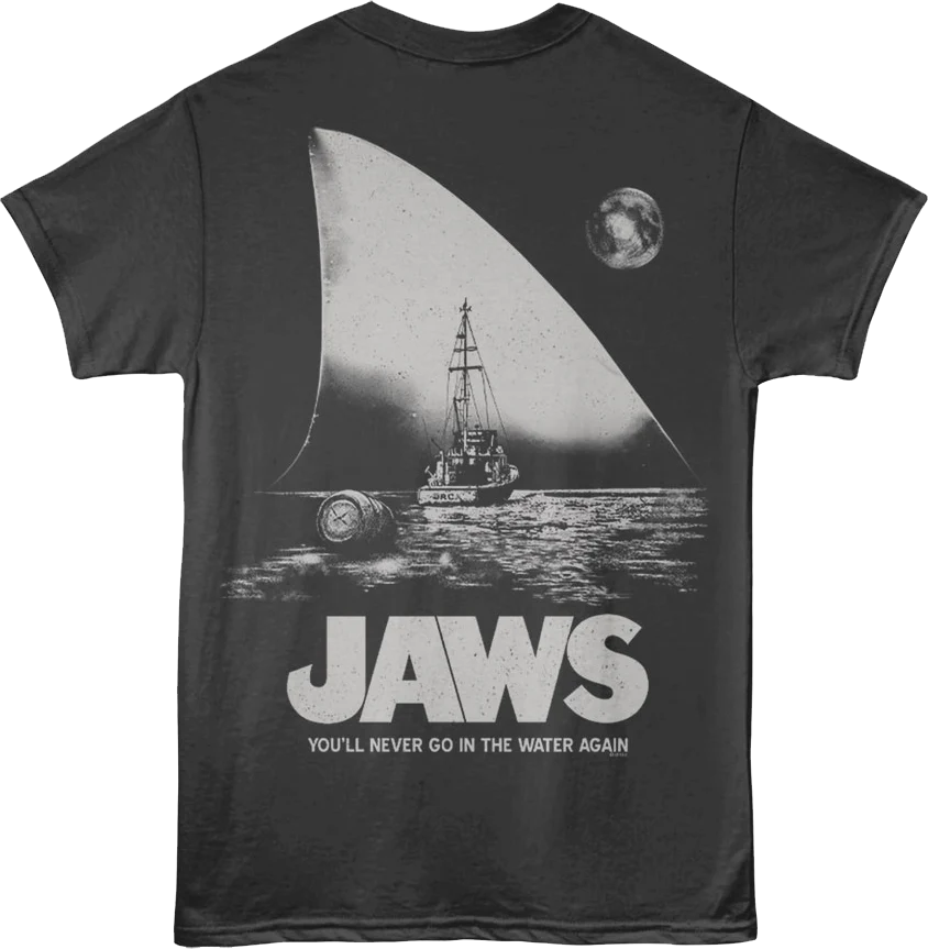 Front & Back You'll Never Go In The Water Again Jaws T-Shirt - Image 3