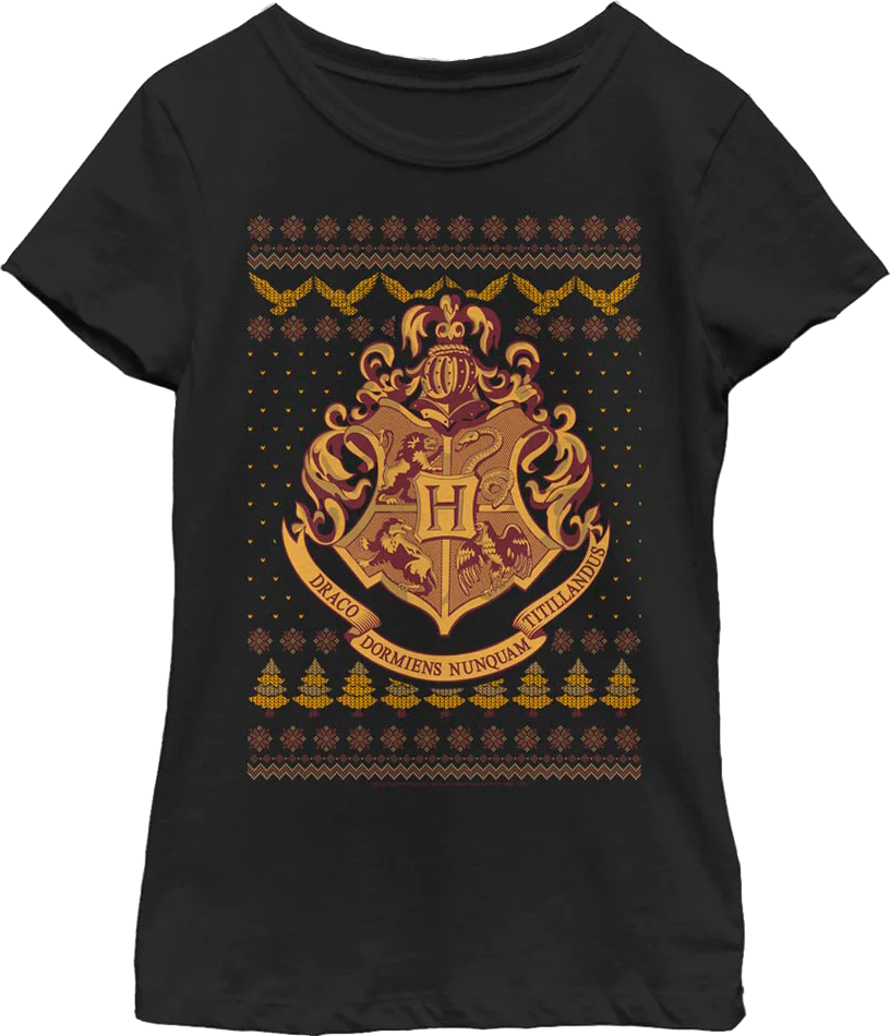 Girls Youth Hogwarts Faux Ugly Christmas Sweater Harry Potter Shirt