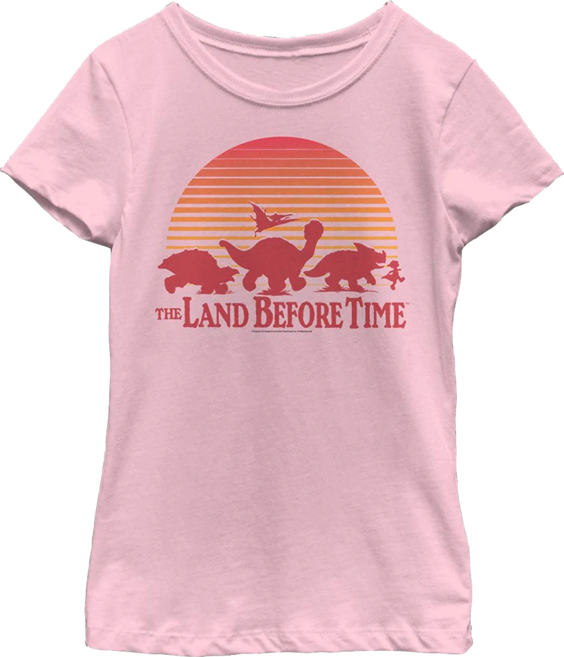 Girls Youth Vintage Sunset Silhouette Land Before Time Shirt