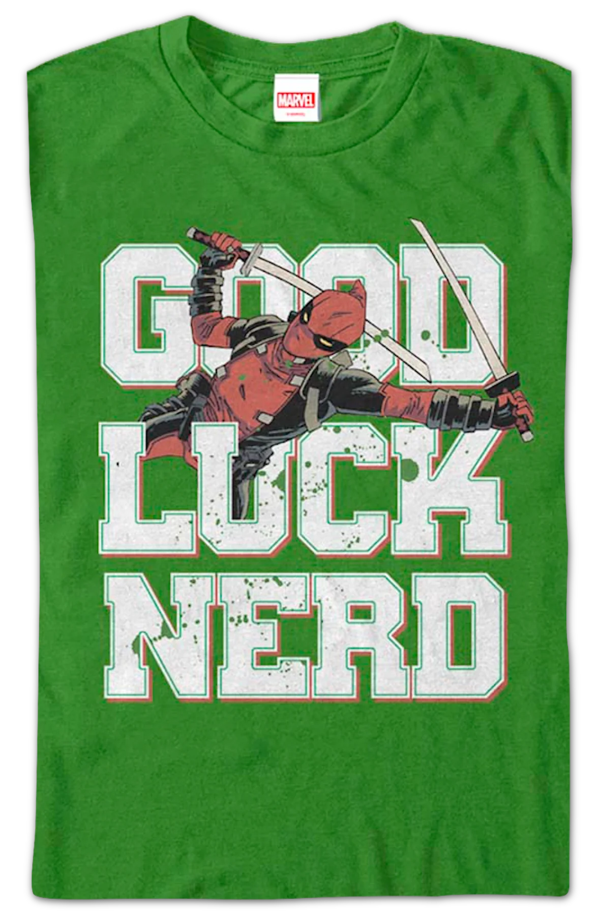 Good Luck Nerd Deadpool Marvel Comics T-Shirt - Image 2
