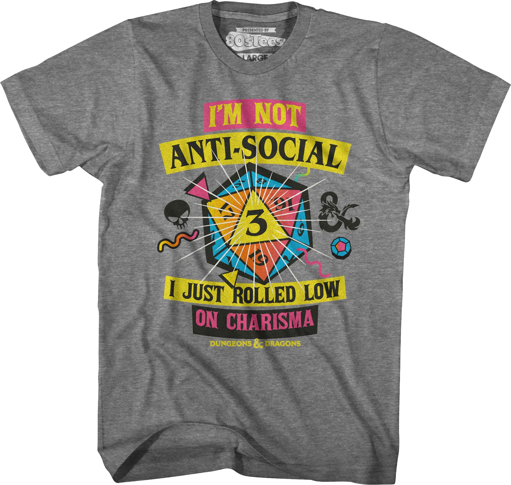 Graphite Heather Rolled Low On Charisma Dungeons & Dragons T-Shirt