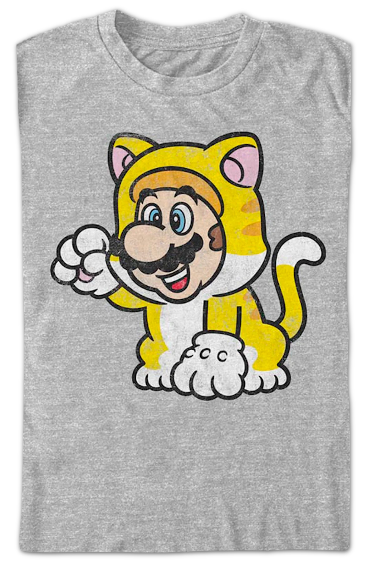 Gray Cat Mario Super Mario Bros. T-Shirt - Image 2