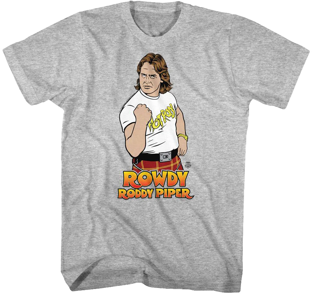 Gray Illustrated Rowdy Roddy Piper T-Shirt