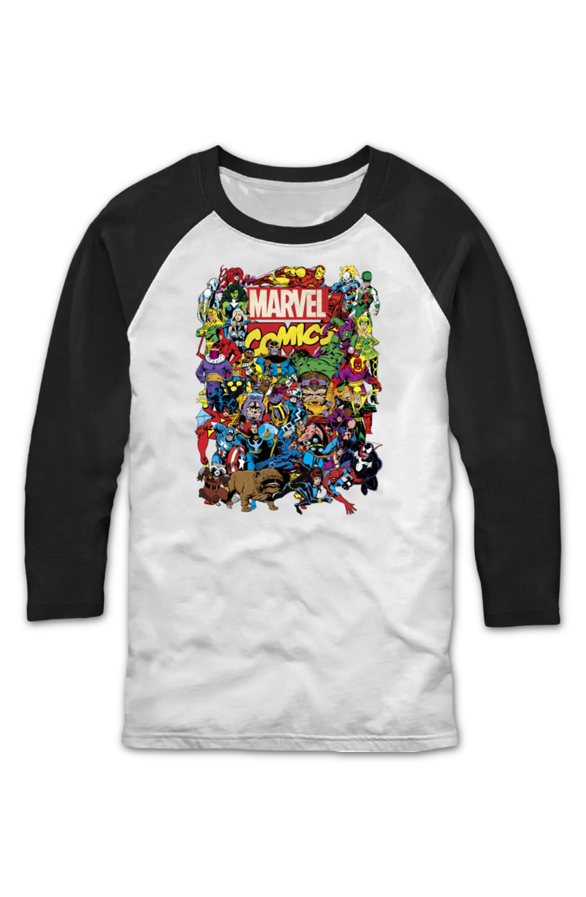 Greatest Characters Collage Marvel Comics Raglan Baseball Shirt - Image 2