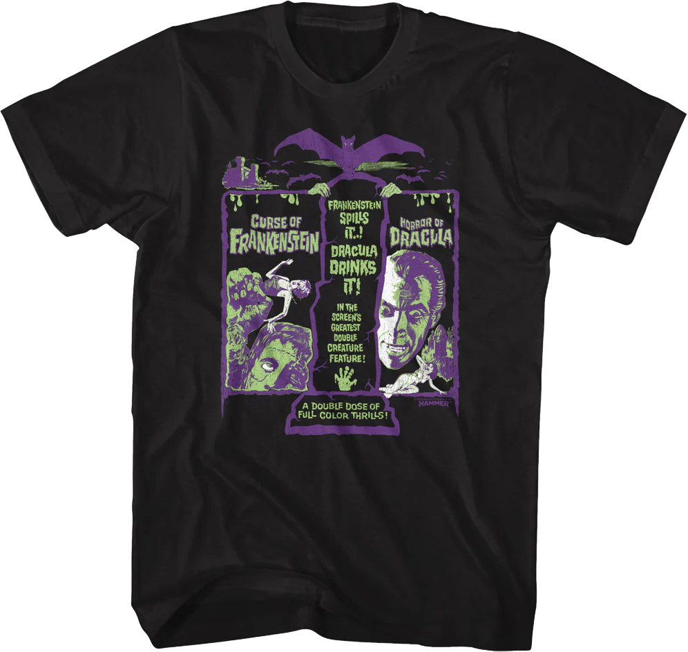 Greatest Double Creature Feature Hammer Films T-Shirt