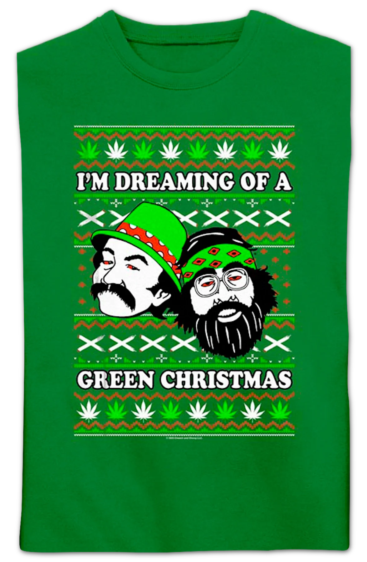 Green Christmas Faux Ugly Sweater Cheech And Chong Sweatshirt - Image 2