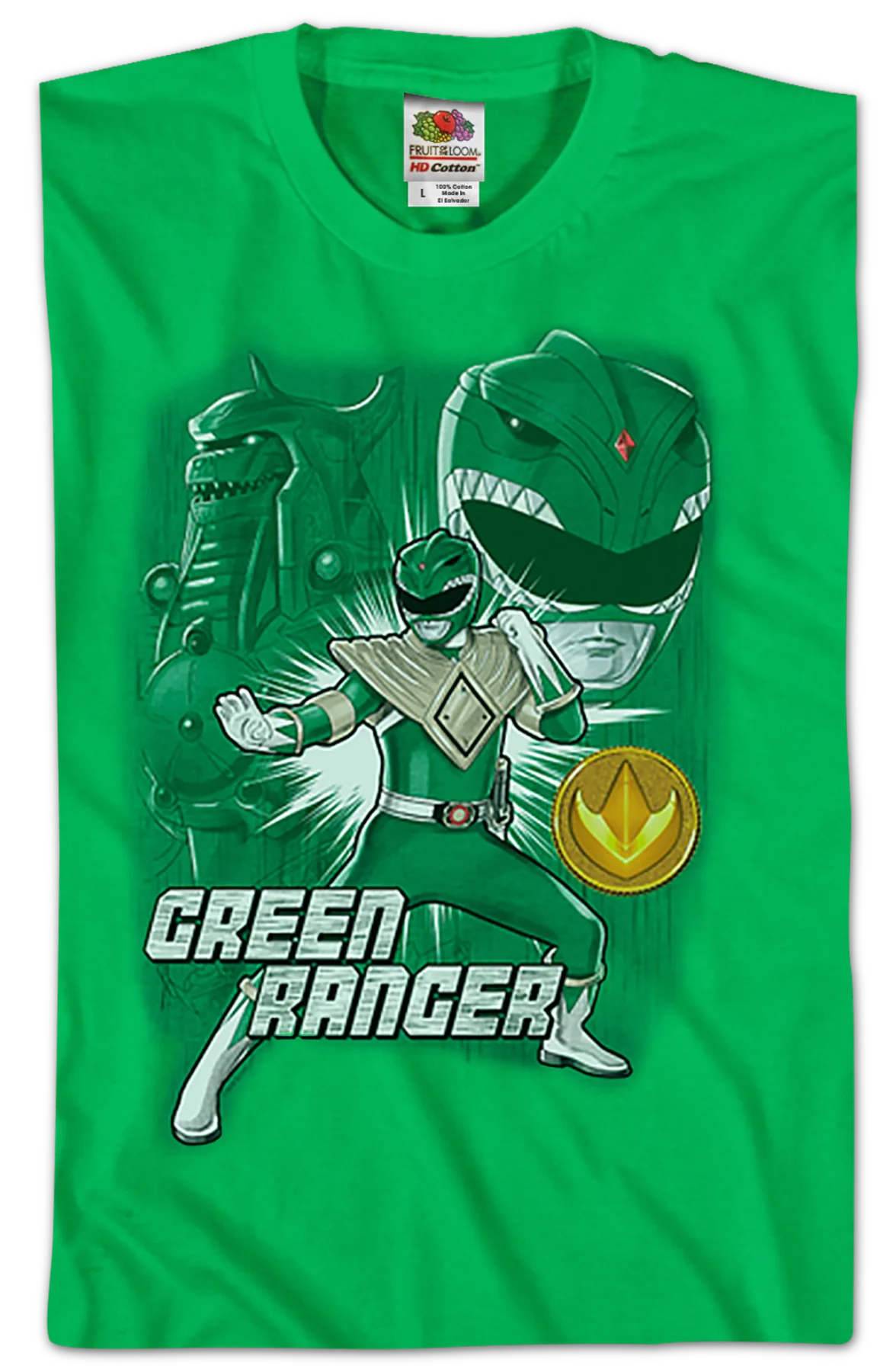 Green Ranger Mighty Morphin Power Rangers T-Shirt - Image 2