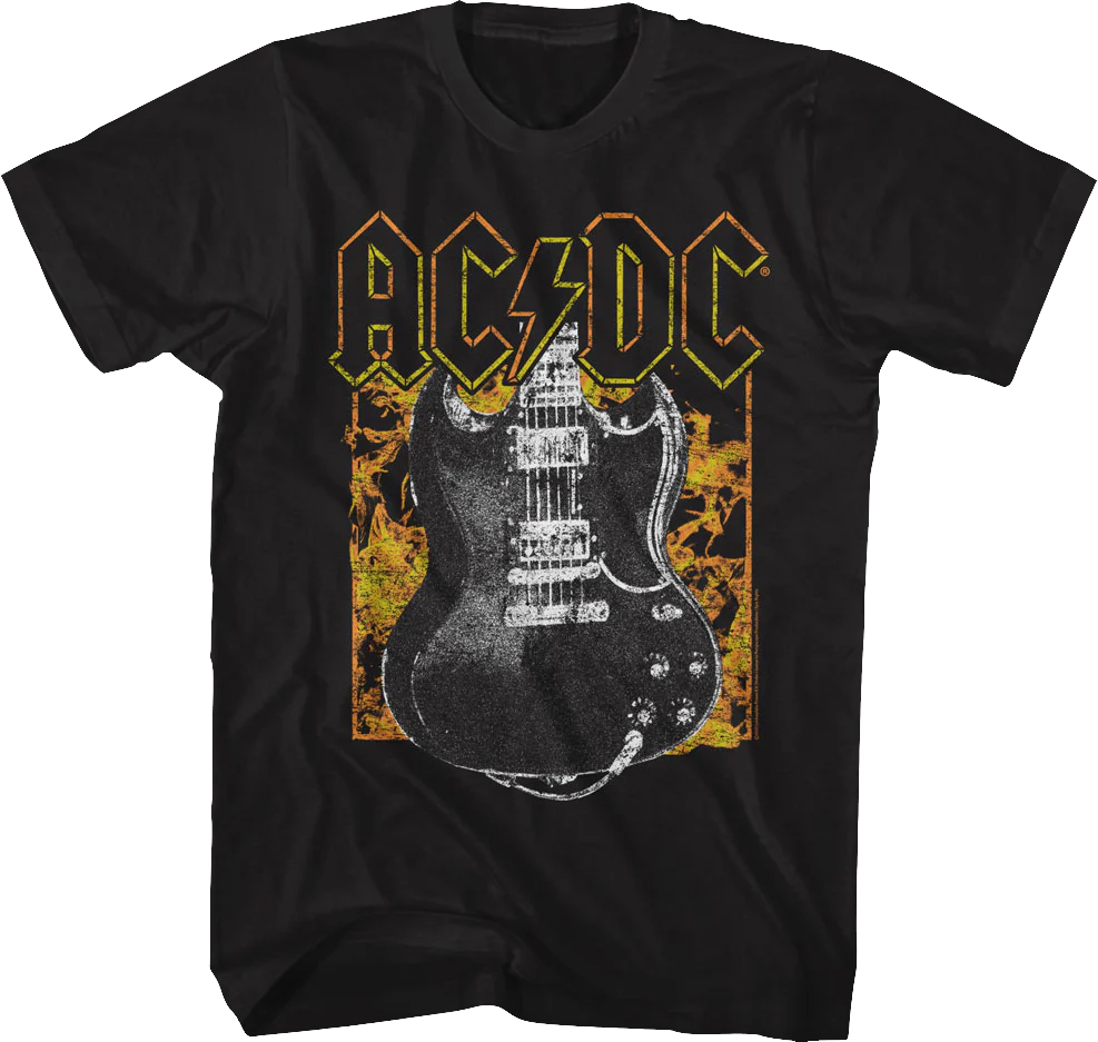Guitar And Flames ACDC Shirt