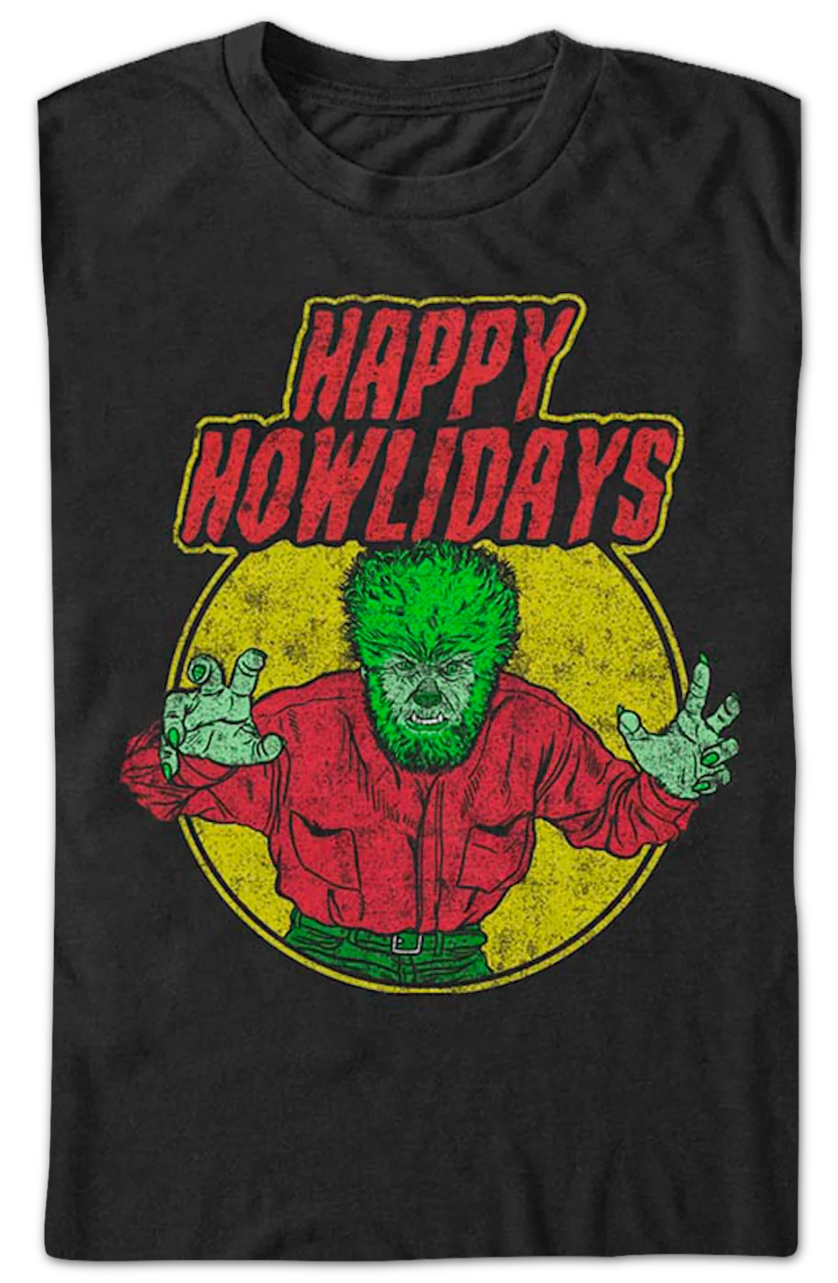 Happy Howlidays Wolf Man T-Shirt - Image 2