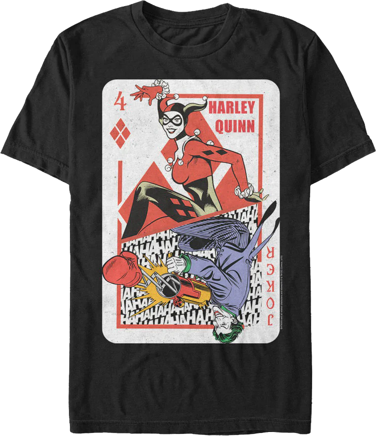 Harley Quinn and Joker Playing Card DC Comics T-Shirt