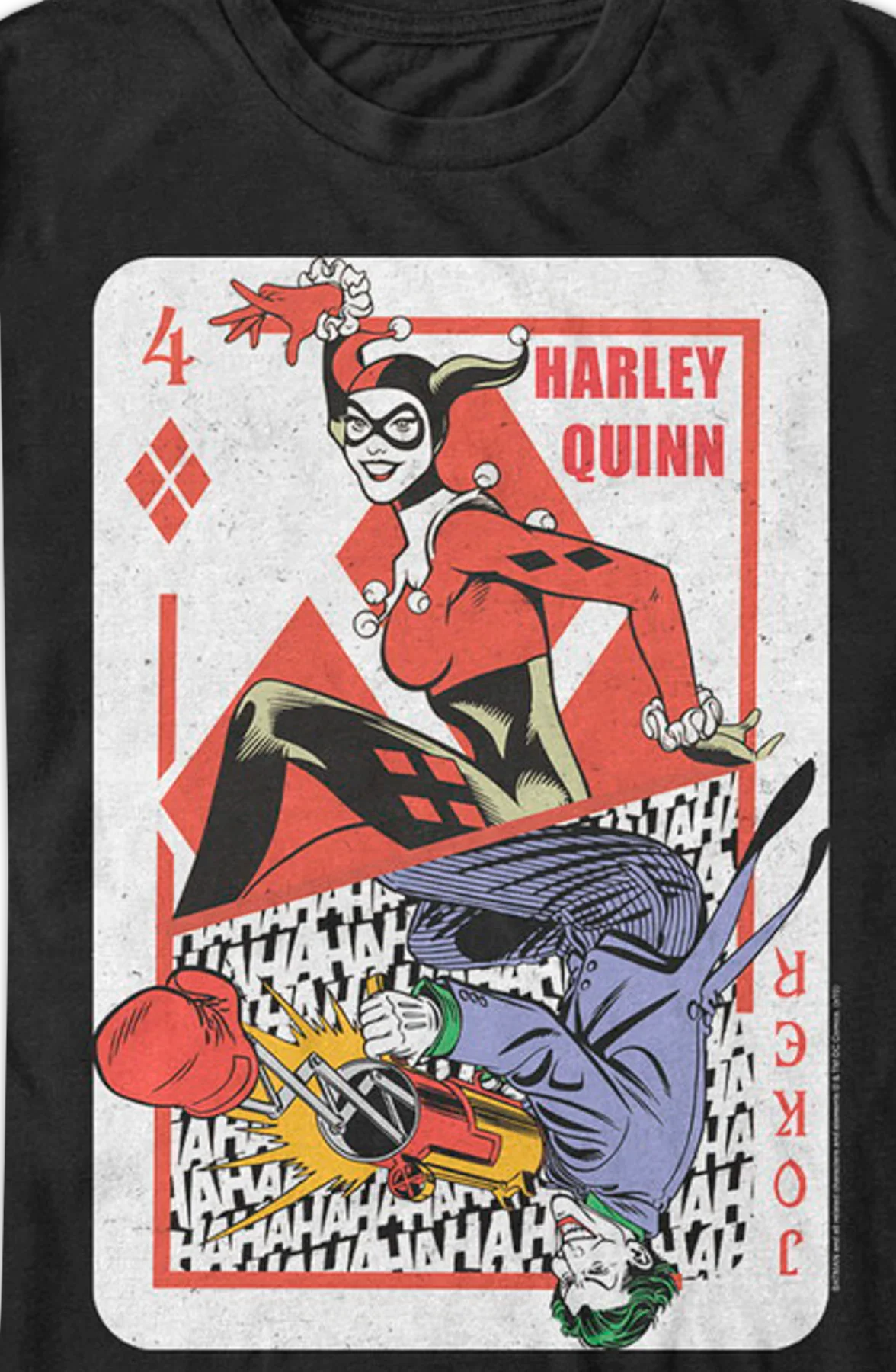 Harley Quinn and Joker Playing Card DC Comics T-Shirt - Image 2
