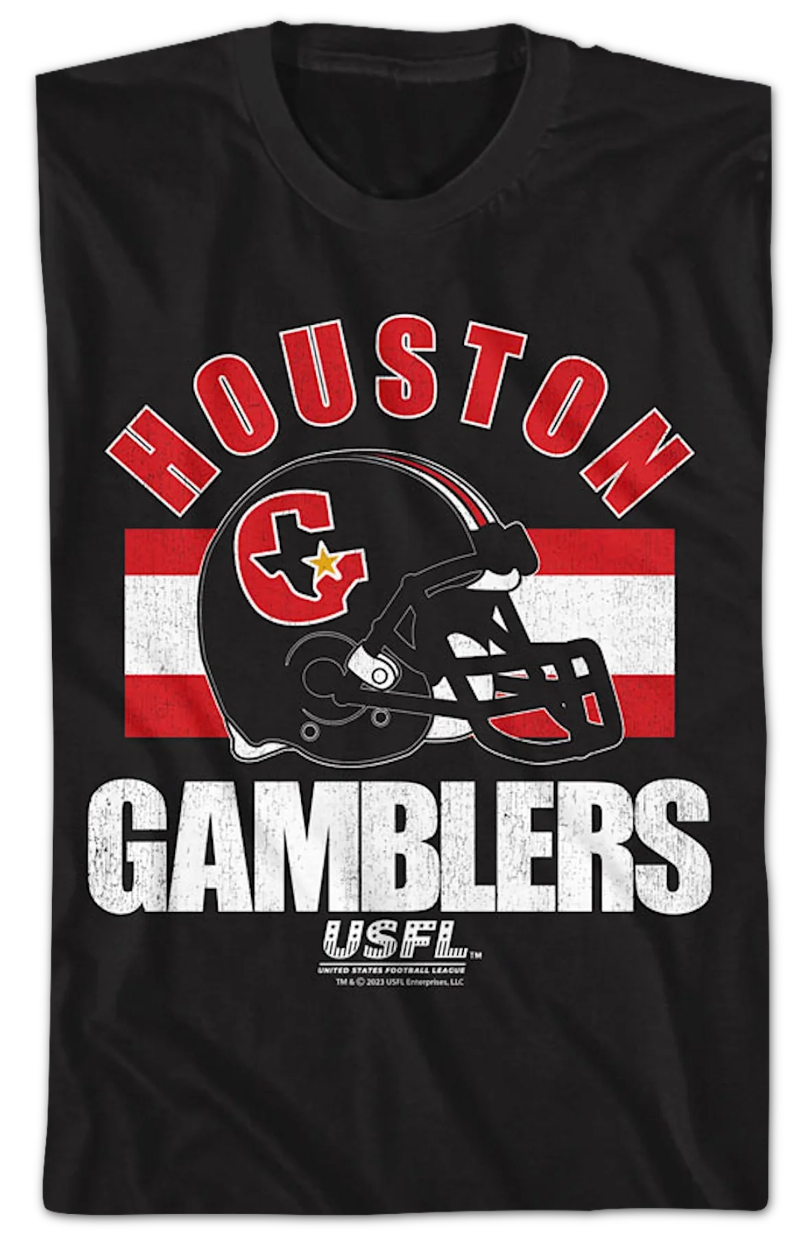 Houston Gamblers Helmet USFL T-Shirt - Image 2