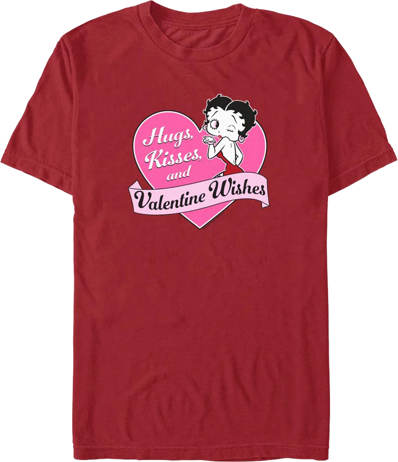 Hugs, Kisses, and Valentine Wishes Betty Boop T-Shirt