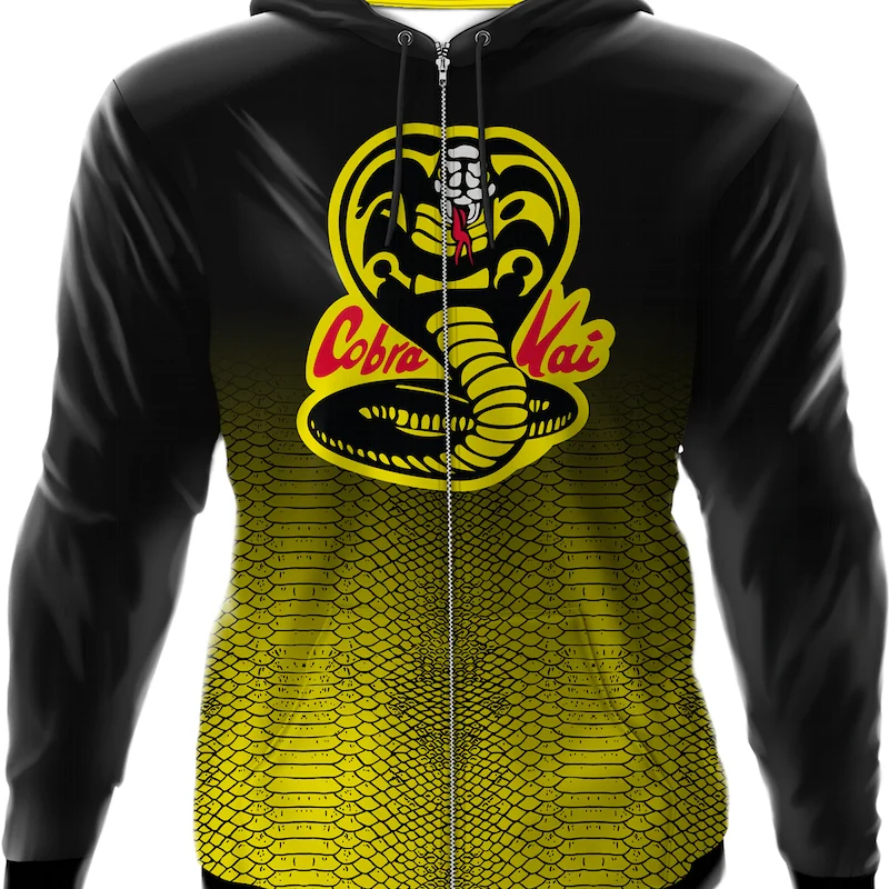 Icon Fade Activewear Karate Kid Premium Zippered Hooded Jacket - Cobra Kai Hoodie