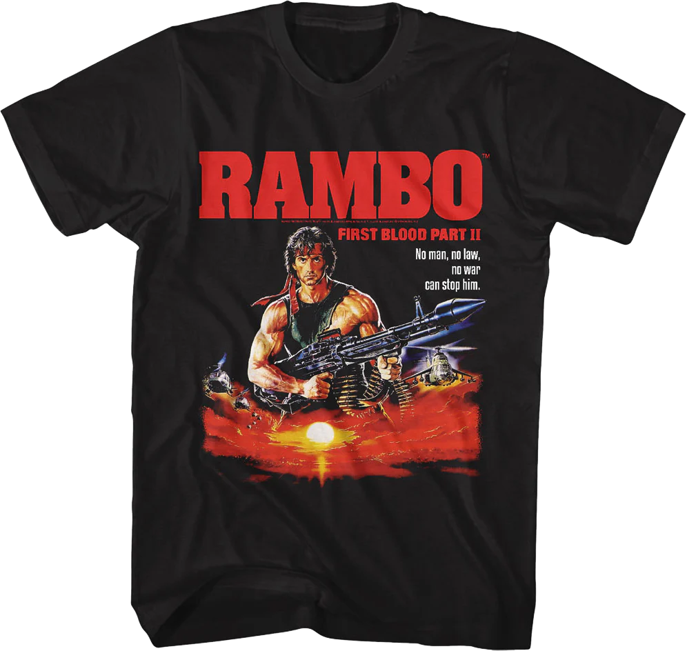 Illustrated Poster First Blood Part II Rambo T-Shirt