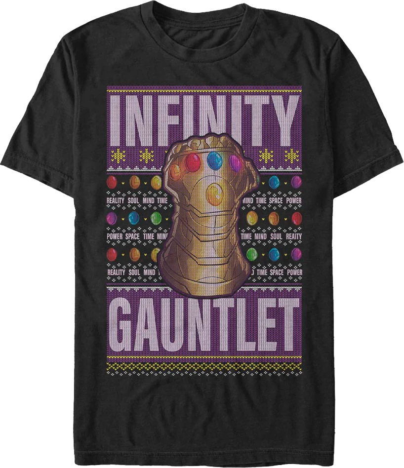 Infinity Gauntlet Faux Ugly Sweater Marvel Comics Christmas T-Shirt