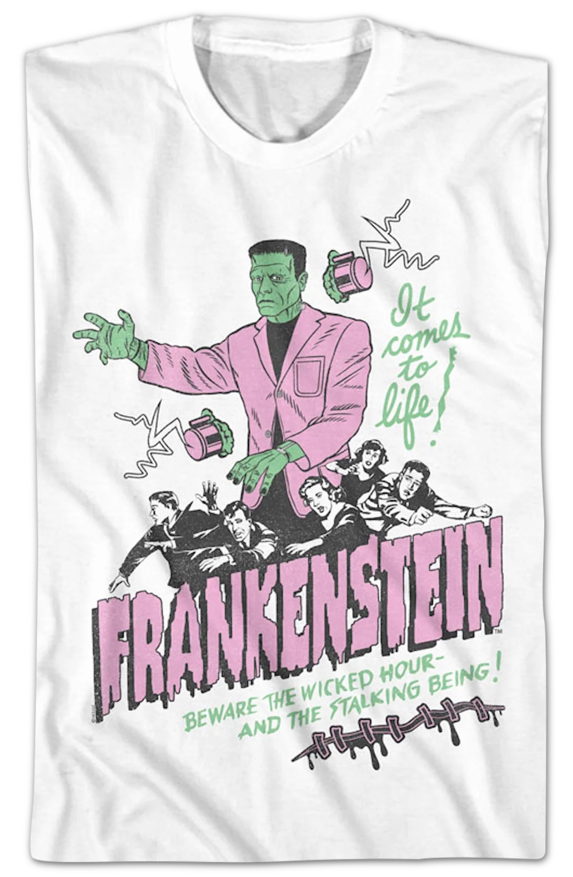 It Comes To Life Illustration Frankenstein T-Shirt - Image 2