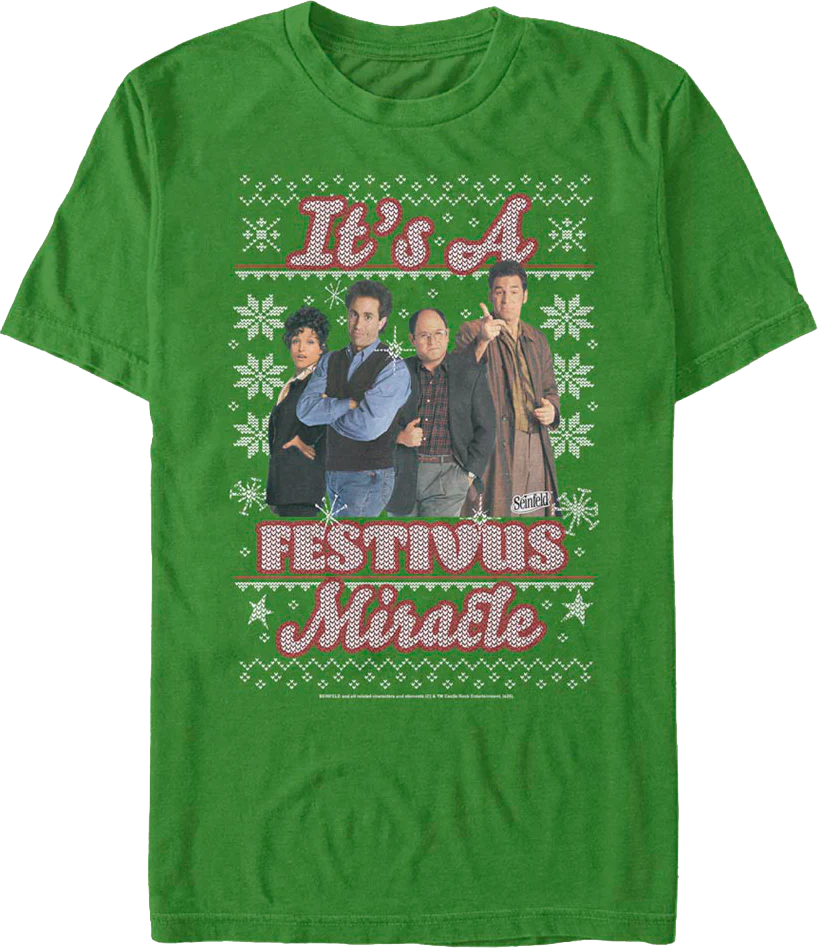 It's A Festivus Miracle Faux Ugly Sweater Seinfeld T-Shirt