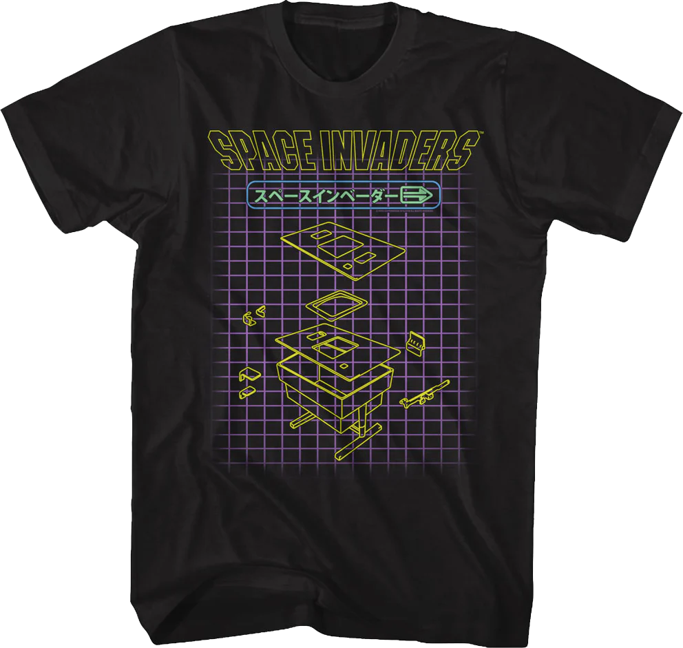 Japanese Grid Space Invaders T-Shirt