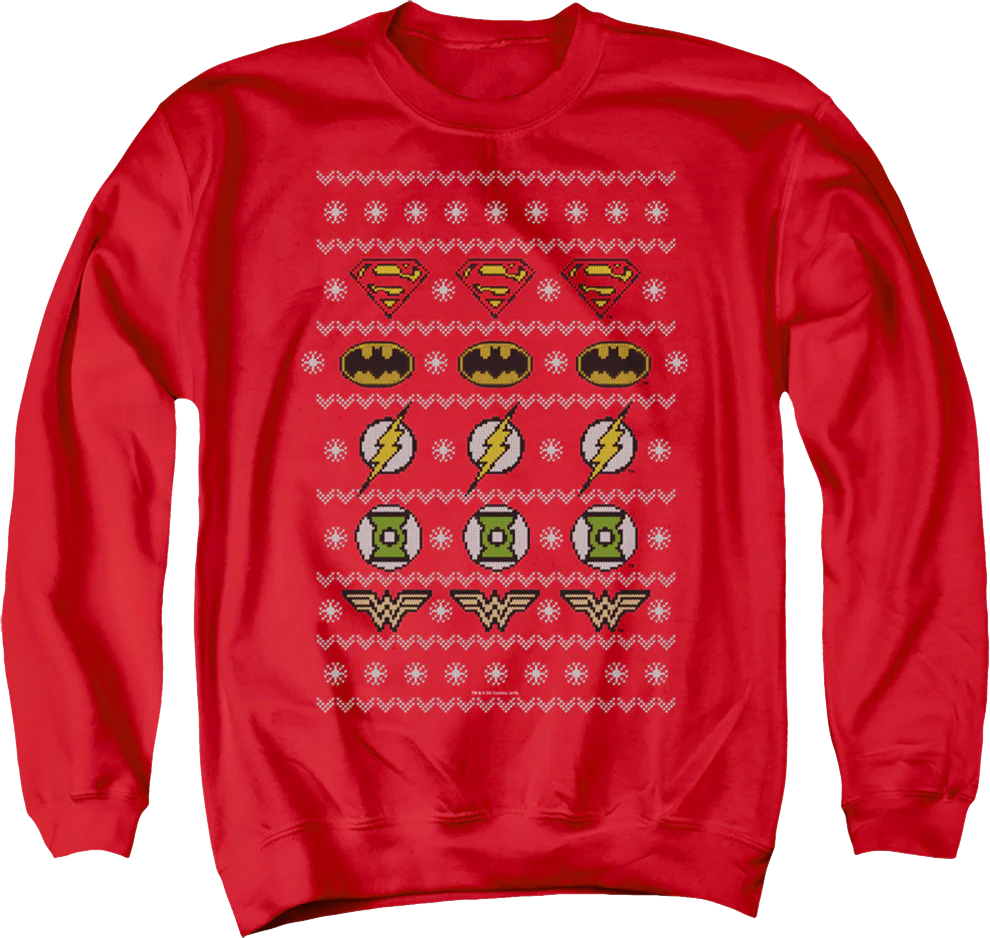 Justice League Ugly Faux Knit DC Comics Sweatshirt